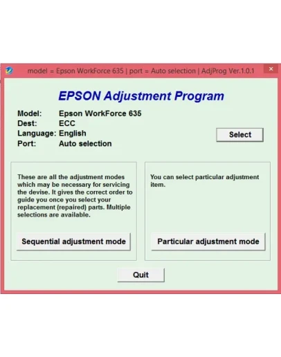 Adjustment program Epson WorkForce 630 / 633 / 635