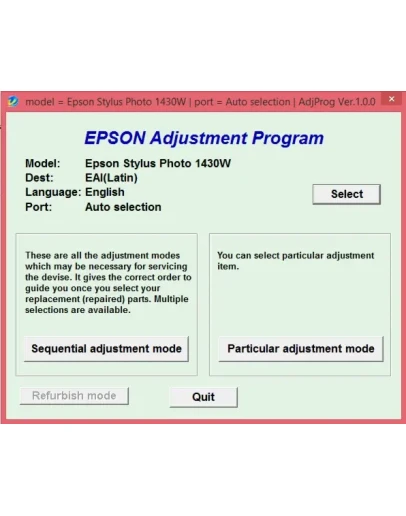 Adjustment program Epson Artisan 1430, 1430W