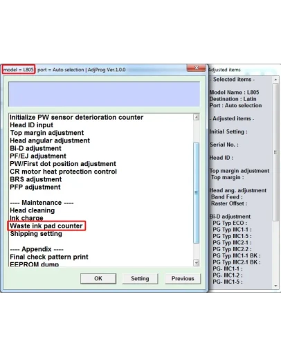 Adjustment program Epson L805 Adjustment program Epson L805