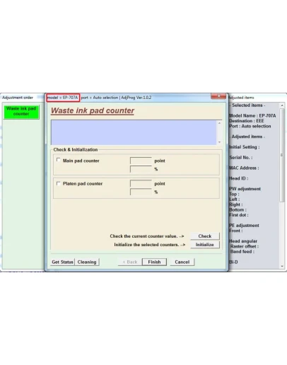Adjustment program Epson EP-707A