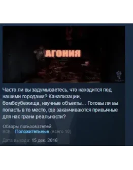 THE AGONY STEAM KEY REGION GLOBAL+РОССИЯ ЛИЦЕНЗИЯ