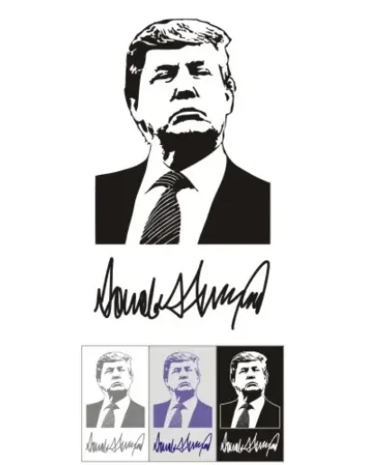 Дональд Трамп и его автограф. Вектор (Corel Draw).
