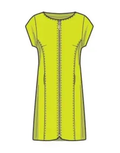 Выкройка длинного женского жилета с коротким рукавом