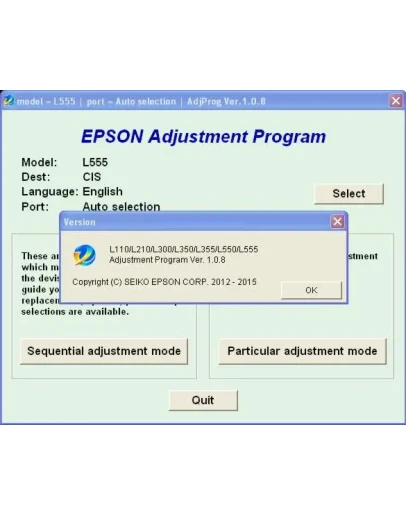 Epson L110, L210, L355, L550. L555 Adjustment Program