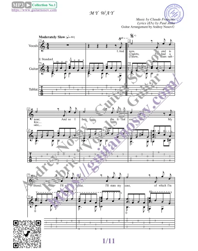 My Way (Вокал Гитара Ноты Табы)