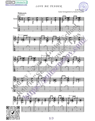 Love Me Tender (Ноты и табы для гитары соло)