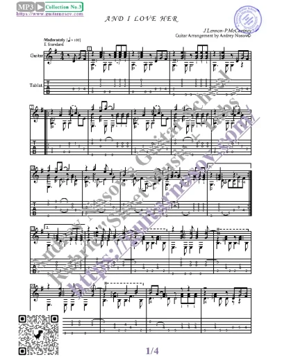 And I Love Her (Ноты и табы для гитары соло)
