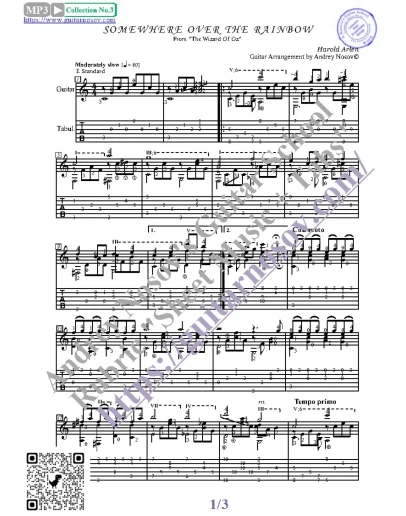 Somewhere over the Rainbow (Ноты и табы для гитары)