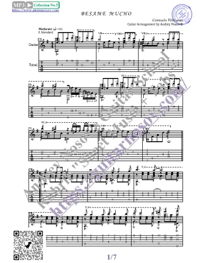 Besame Mucho (Ноты и табы для гитары соло)