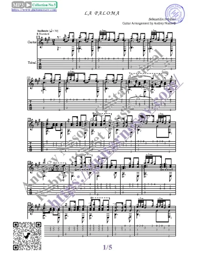 Голубка (Ноты и табы для гитары соло)