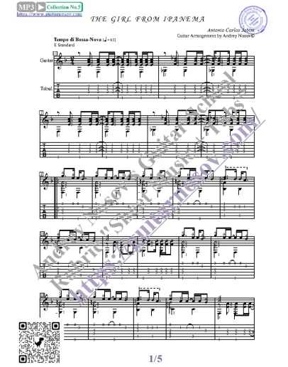 Девушка из Ипанемы (Ноты и табы для гитары соло)