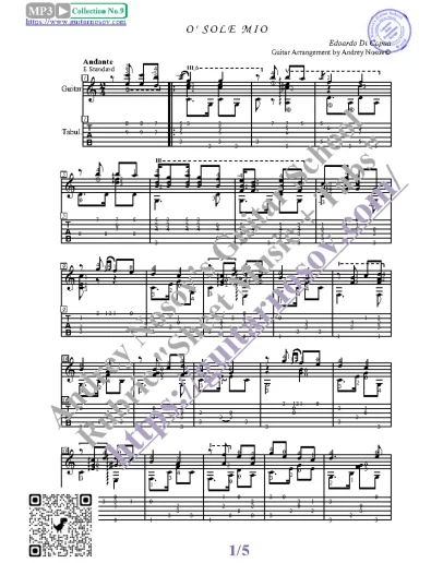 O' Sole Mio (Ноты и табы для гитары соло)