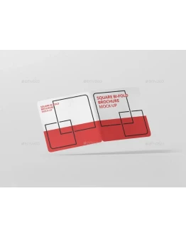 Square Bi-Fold Brochure Mock-Up - Round Corner