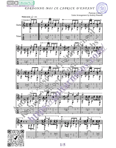 Pardonne-Moi ce Caprice D'enfant (Ноты, табы, гитара)
