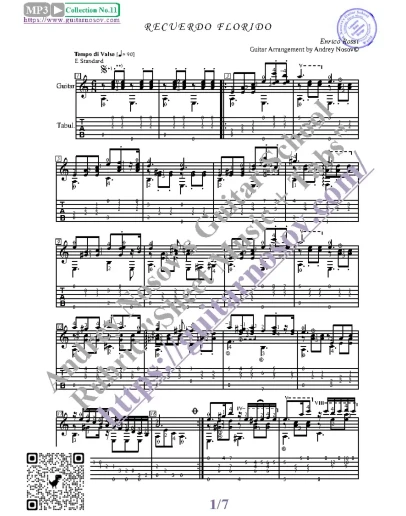 Память цветов (Ноты и табы для гитары соло)