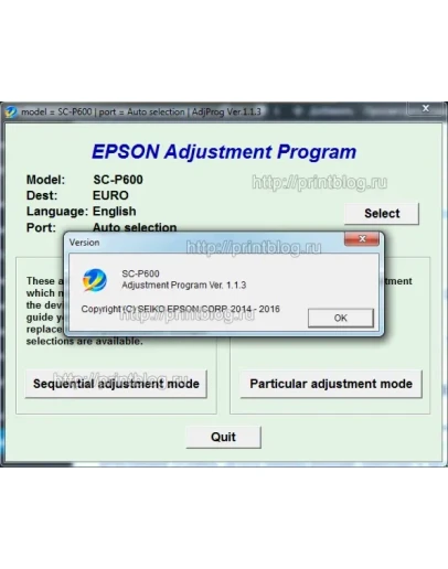 Adjustment program Epson SC-P600 сброс памперса