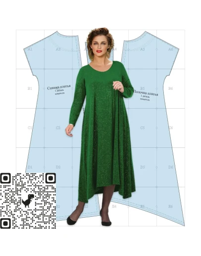 Готовая выкройка модного платья свободного кроя