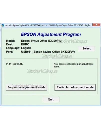 Adjustment program Epson Stylus Office BX320FW (EURO) Adjustment program Epson Stylus Office BX320FW (EURO)