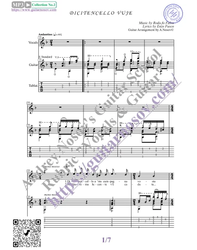 Dicitencello Vuje (Вокал Гитара Ноты Табы)