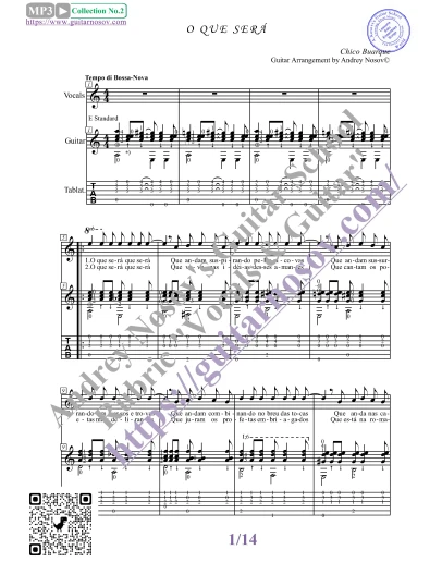 O Que Sera (Вокал Гитара Ноты Табы)