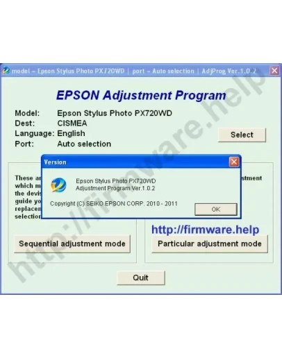 Epson PX720WD Adjustment Program