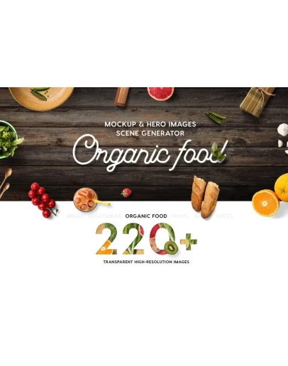 Organic Food Mockup &amp Hero Images Scene Generator