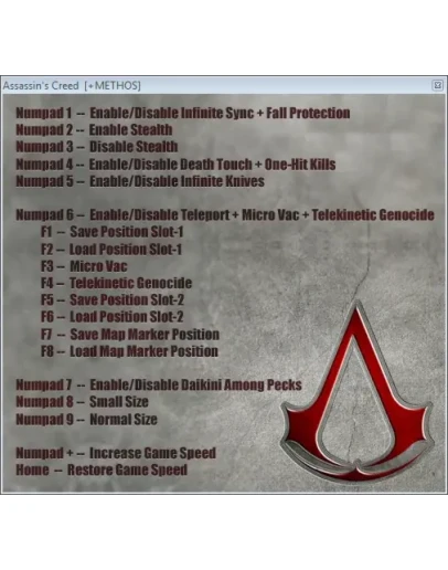 Assassin's Creed: Трейнер/Trainer 1.0 + METHOS