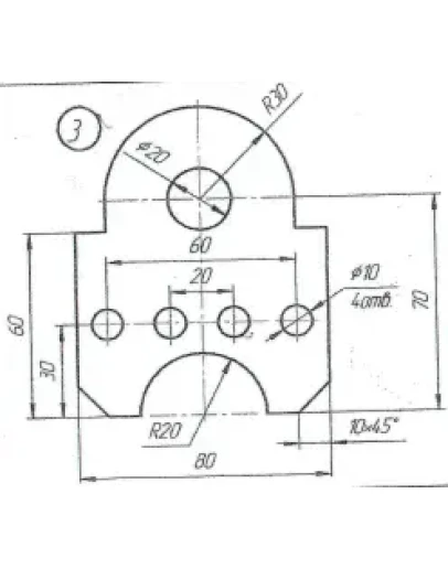 плоский контур и лекальная кривая вариант 3