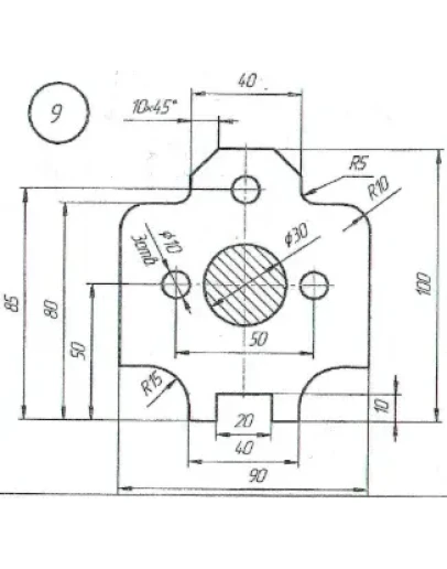плоский контур и лекальная кривая вариант 9