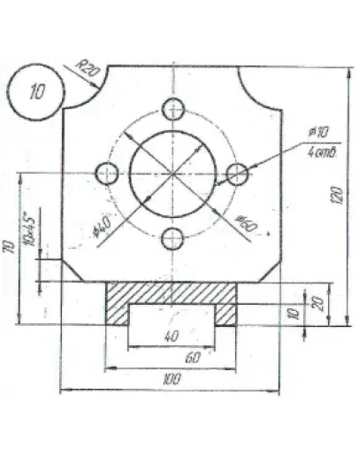 плоский контур и лекальная кривая вариант 10