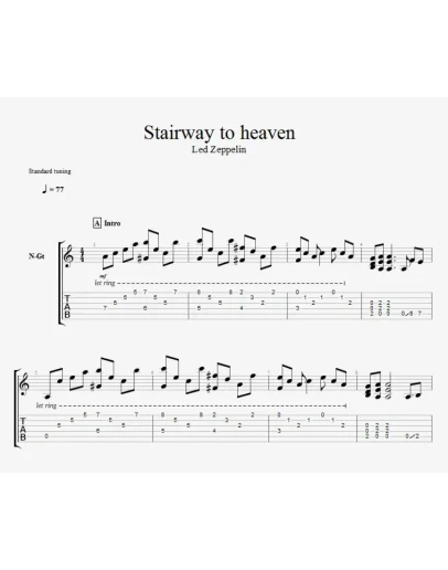 Led Zeppelin Stairway To Heaven fingerstyle gtp/pdf tab