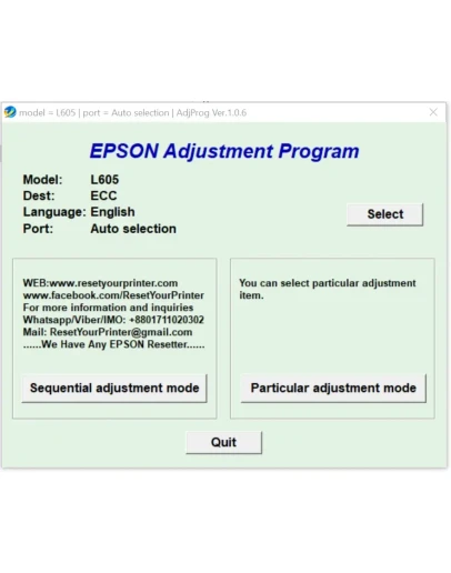 Epson L605 Adjustment Program
