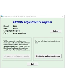 Epson L805 Adjustment Program Epson L805 Adjustment Program