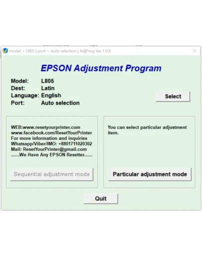 Epson L805 Adjustment Program Epson L805 Adjustment Program