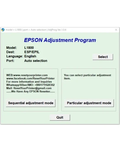 Epson L1800 Adjustment Program