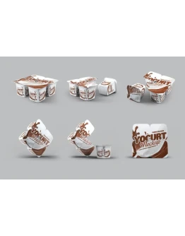 Four Plastic Container for Yogurt Mock-Up