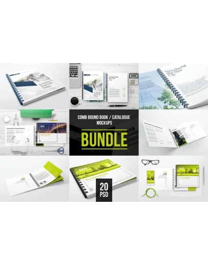 Comb Bound Book / Catalogue Bundle Mockups