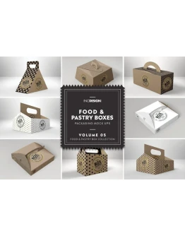 Food Pastry Boxes Vol.5:Carrier Boxes Mockups