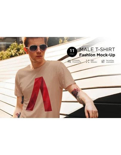 Male T-Shirt Fashion Mock-Up