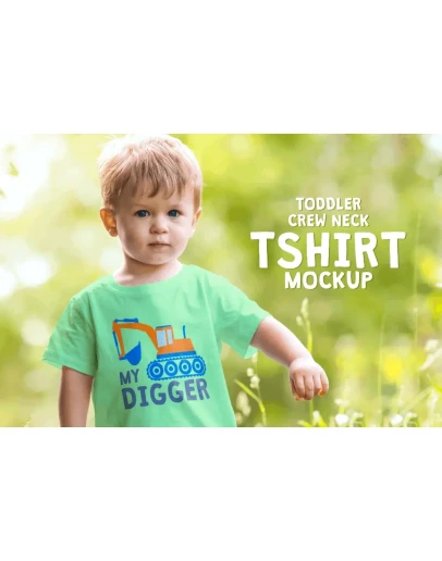 Toddler Boy Crew Neck T-shirt Mock-up