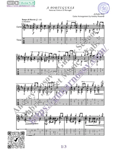 Гимн Португалии (Ноты и табы для гитары соло)