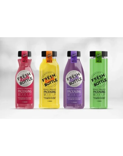 Bottled Juice Smoothies Packaging MockUp