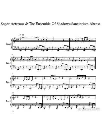 Sopor Aeternus Sanatorium Altrosa ноты для фортепиано