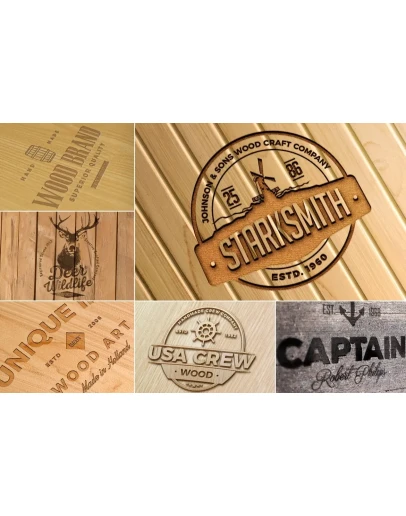 Photo-realistic Wood Craft Logo Mockups