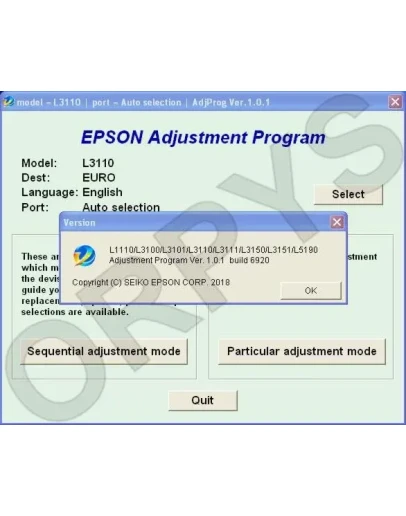 Epson L1110 L3100 L3110 L3150 L5190 Adjustment Program