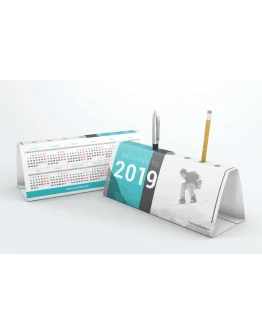 Desk Calendar Pen Holder Mockup