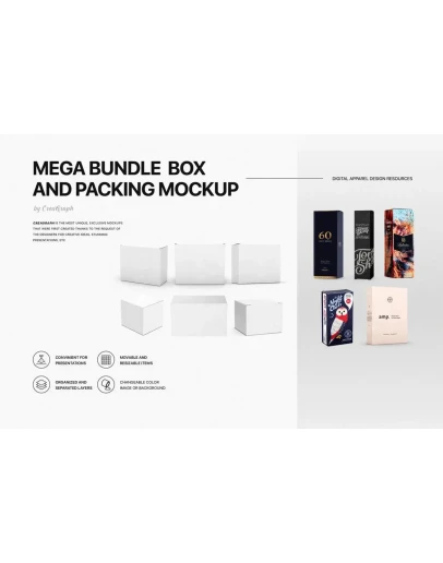 Mega Bundle Box and Packing Mockups