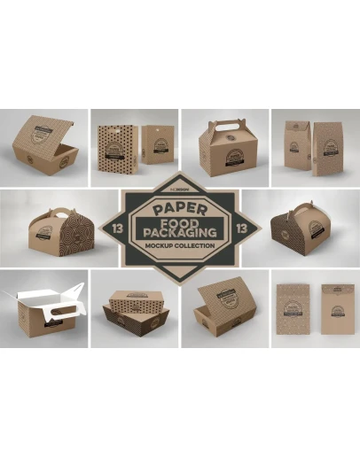 Paper Food Box Packaging Mockups Vol. 13