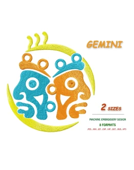 Знак зодиака Близнецы. Дизайн машинной вышивки 2 разм.