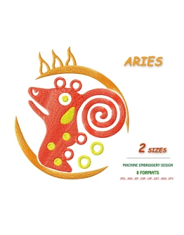 Знак зодиака Овен. Дизайн машинной вышивки 2 размера